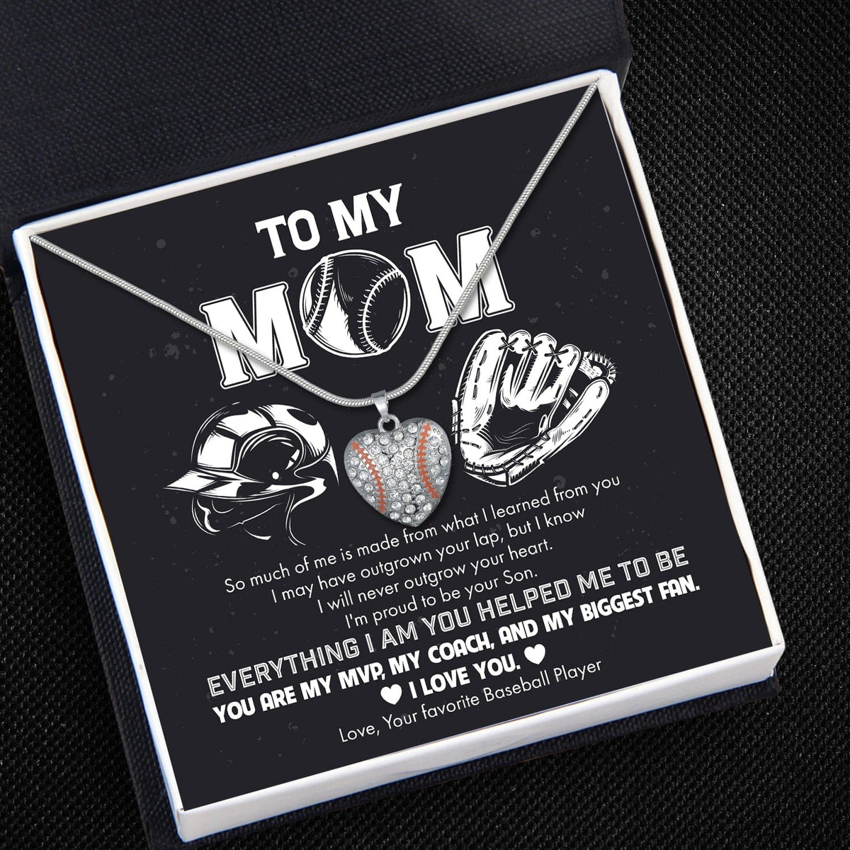 Baseball Heart Necklace - Baseball - To My Mom - I'm Proud To Be Your Son - Gnd19013