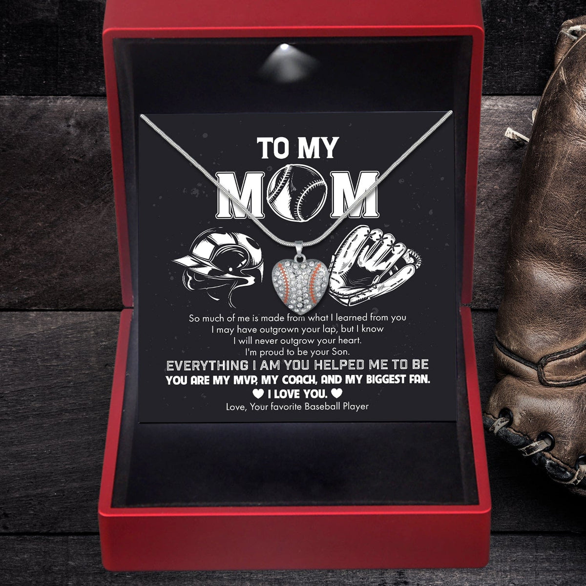 Baseball Heart Necklace - Baseball - To My Mom - I'm Proud To Be Your Son - Gnd19013