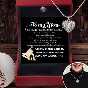 Baseball Heart Necklace - Baseball - To My Mom - Thank You For Always Being My Loudest Fan - Gnd19011