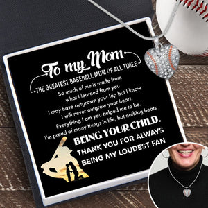 Baseball Heart Necklace - Baseball - To My Mom - Thank You For Always Being My Loudest Fan - Gnd19011