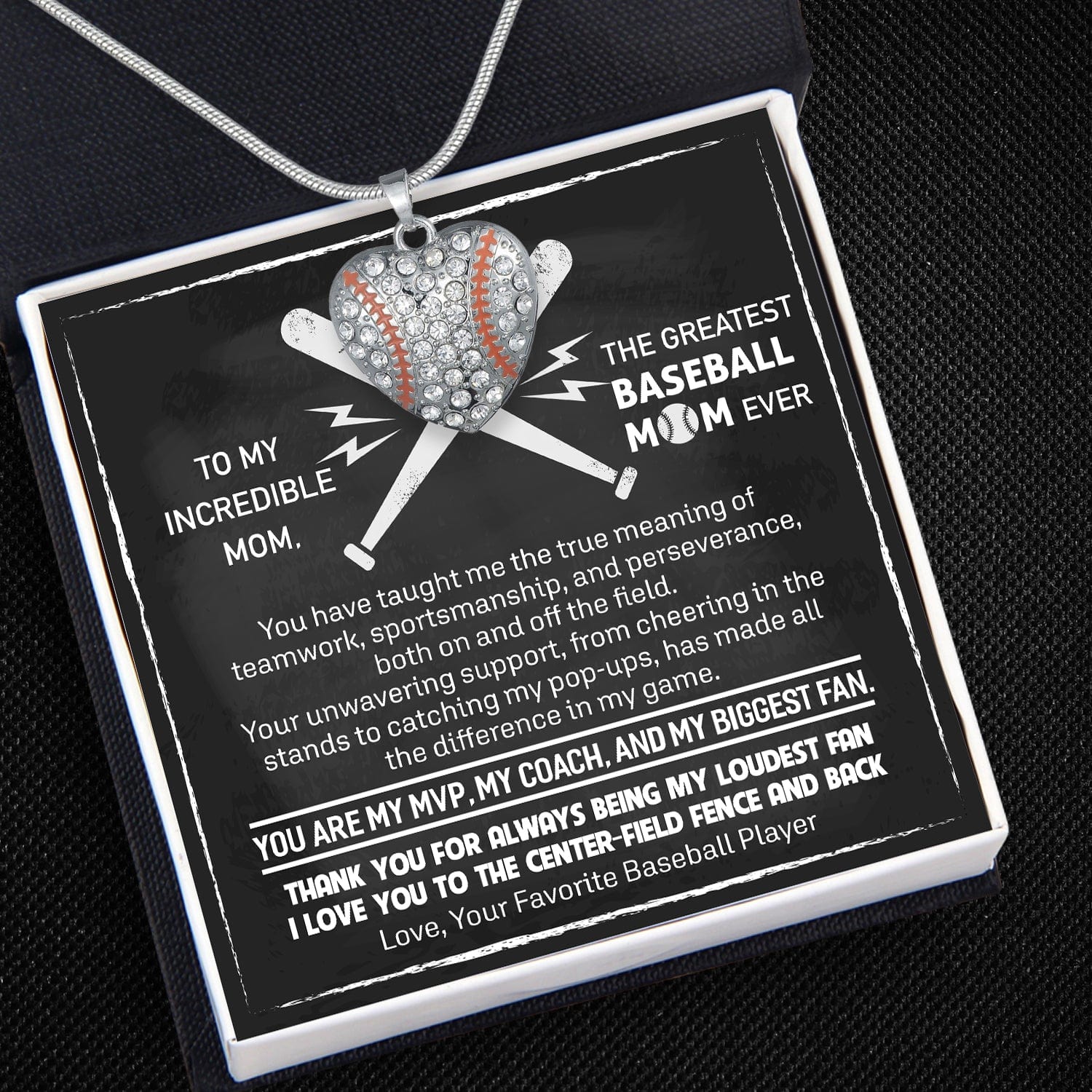 Baseball Heart Necklace - Baseball - To My Mom - Thank You For Always Being My Loudest Fan - Gnd19016