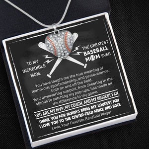 Baseball Heart Necklace - Baseball - To My Mom - Thank You For Always Being My Loudest Fan - Gnd19016