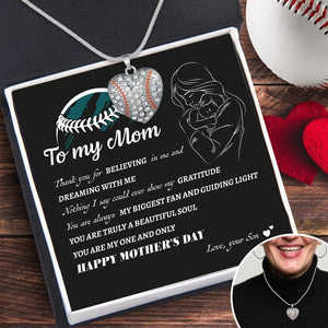 Baseball Heart Necklace - Baseball - To My Mom - Thank You For Believing In Me And Dreaming With Me - Gnd19008