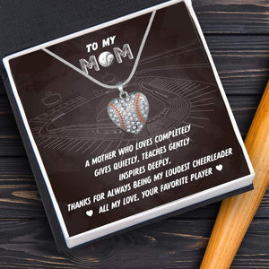 Baseball Heart Necklace - Baseball- To My Mom - Thanks For Always Being My Loudest Cheerleader - Gnd19003