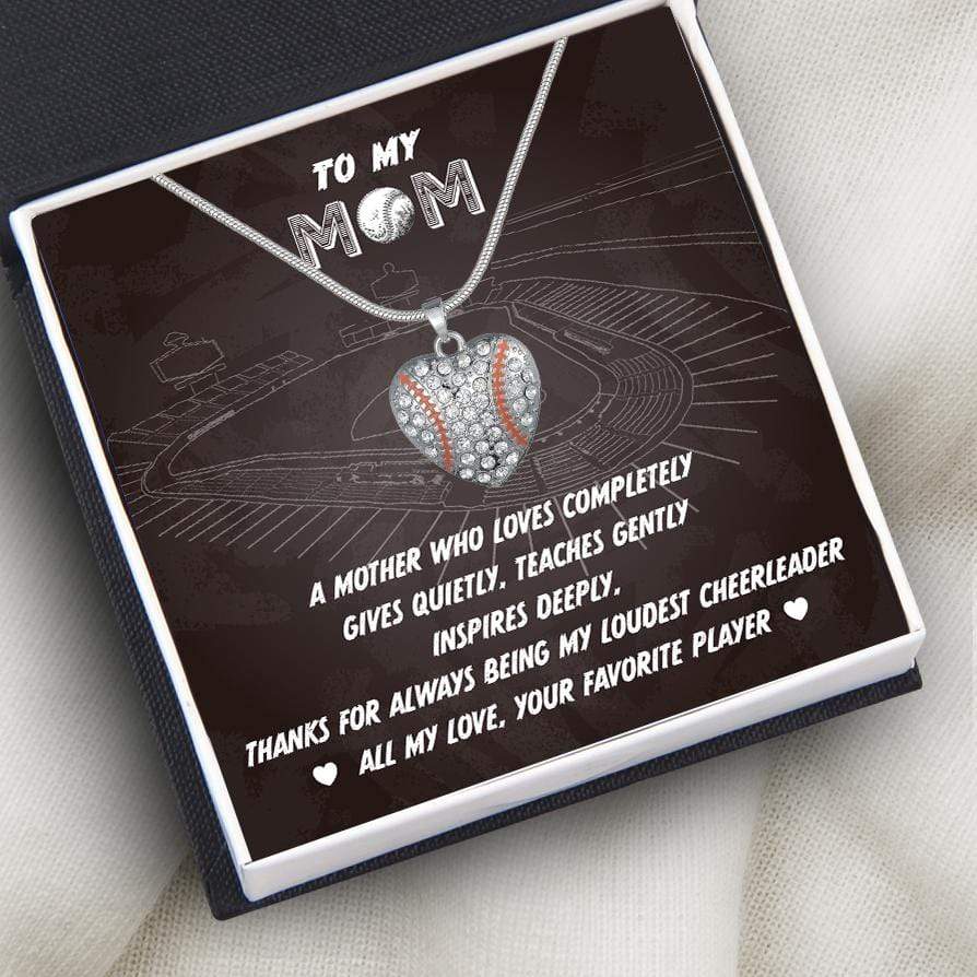 Baseball Heart Necklace - Baseball- To My Mom - Thanks For Always Being My Loudest Cheerleader - Gnd19003