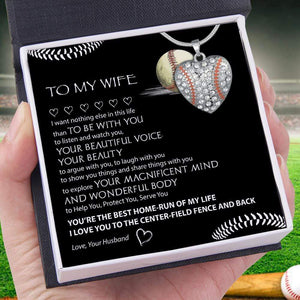 Baseball Heart Necklace - Baseball - To My Wife - I Want Nothing Else In This Life Than To Be With You - Gnd15006