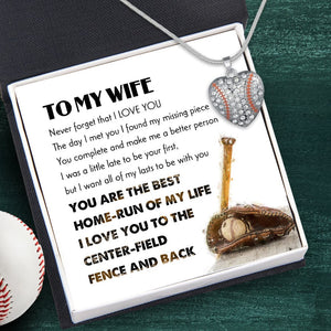 Baseball Heart Necklace - Baseball - To My Wife - You Complete And Make Me A Better Person - Gnd15014