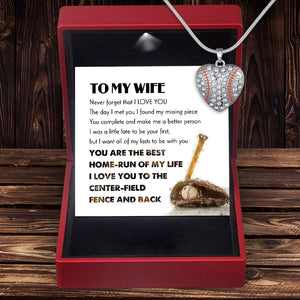 Baseball Heart Necklace - Baseball - To My Wife - You Complete And Make Me A Better Person - Gnd15014