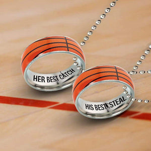 Basketball Couple Pendant Necklaces - Basketball - To My Man - I Gave My Heart To You - Gneu26009