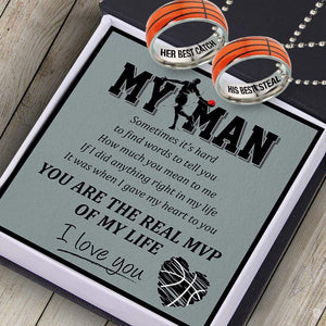 Basketball Couple Pendant Necklaces - Basketball - To My Man - I Gave My Heart To You - Gneu26009