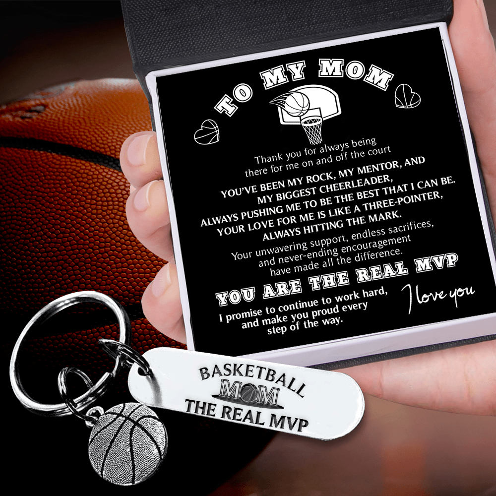 Basketball Keychain - Basketball - To My Mom - Thank You For Always Being There For Me On And Off The Court - Gkbd19004