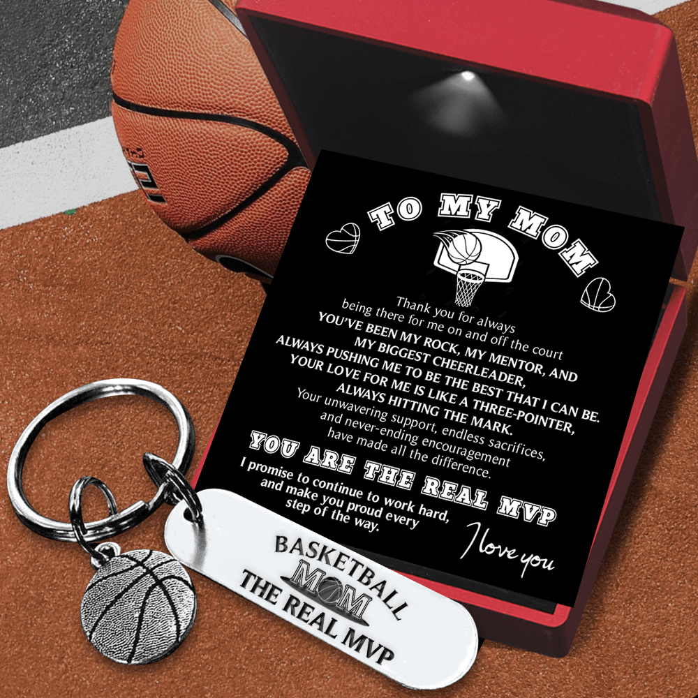 Basketball Keychain - Basketball - To My Mom - Thank You For Always Being There For Me On And Off The Court - Gkbd19004