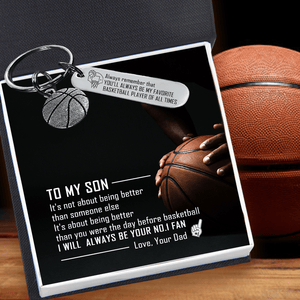 Basketball Keychain - Basketball - To My Son - From Dad - You'll Always Be My Favorite Basketball Player- Gkbd16001