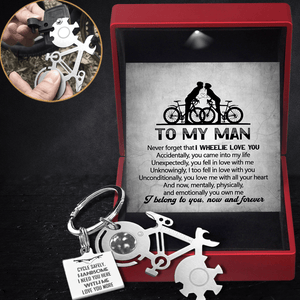 Bike Multi-tool Square Keychain - Cycling - To My Man - I Belong To You, Now And Forever - Gkzz26007