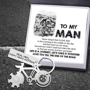 Bike Multitool Repair Keychain - Cycling - To My Man - Real Men Don't Need Motors - Gkzn26013