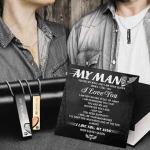Biker Couple Bar Pendant Necklaces - To My Man - You Are My Life - Gnaz26001
