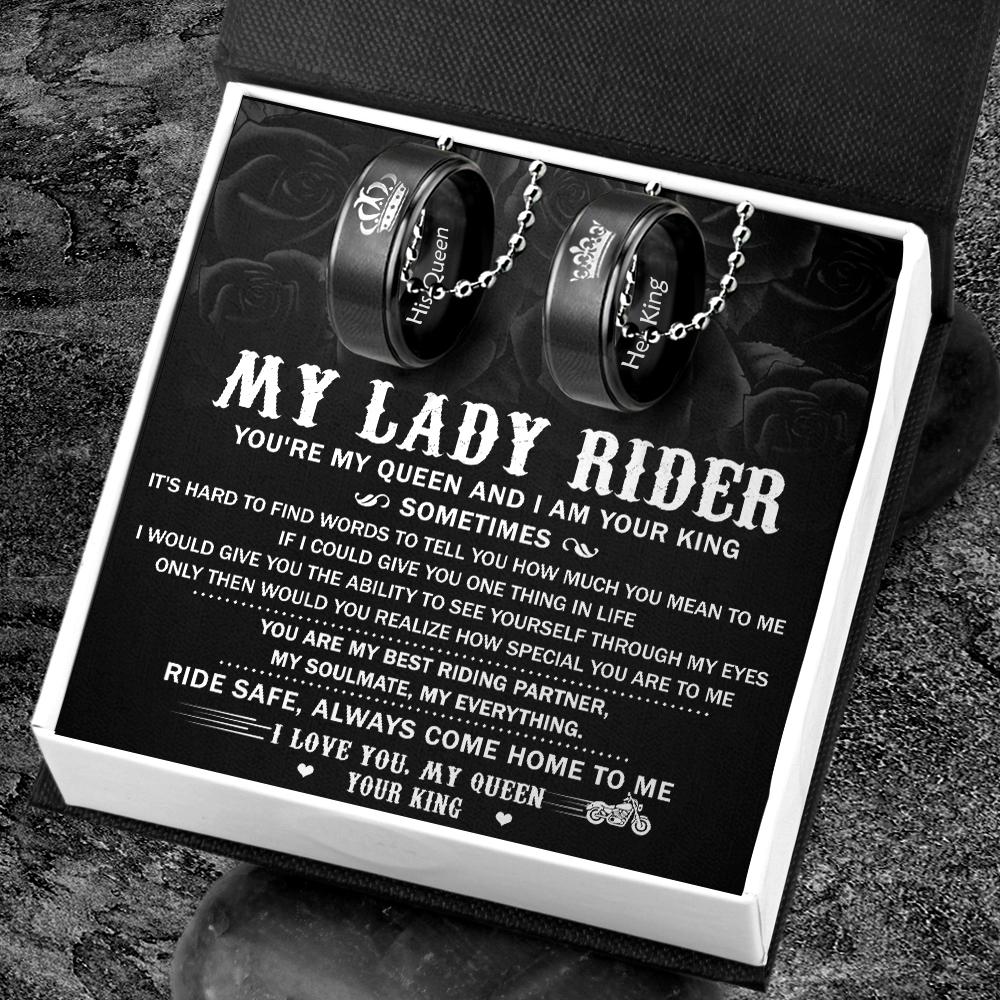 Biker Couple Pendant Necklaces - My Lady Rider - Ride Safe, Always Come Home To Me - Gnw13014