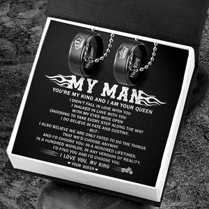 Biker Couple Pendant Necklaces - To My Man - I Do Believe In Fate And Destiny - Gnw26025