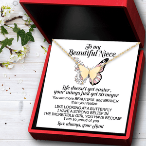Butterfly Necklace - Family - To My Niece - I Am So Proud Of You - Gncn28011