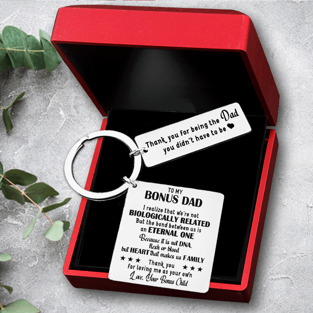Calendar Keychain - Family - To My Bonus Dad - Heart That Makes Us Family - Gkr18025