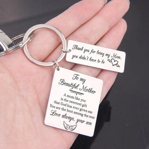 Calendar Keychain - To My Beautiful Mother - From Son - Thank You For Being My Mom - Gkr19009