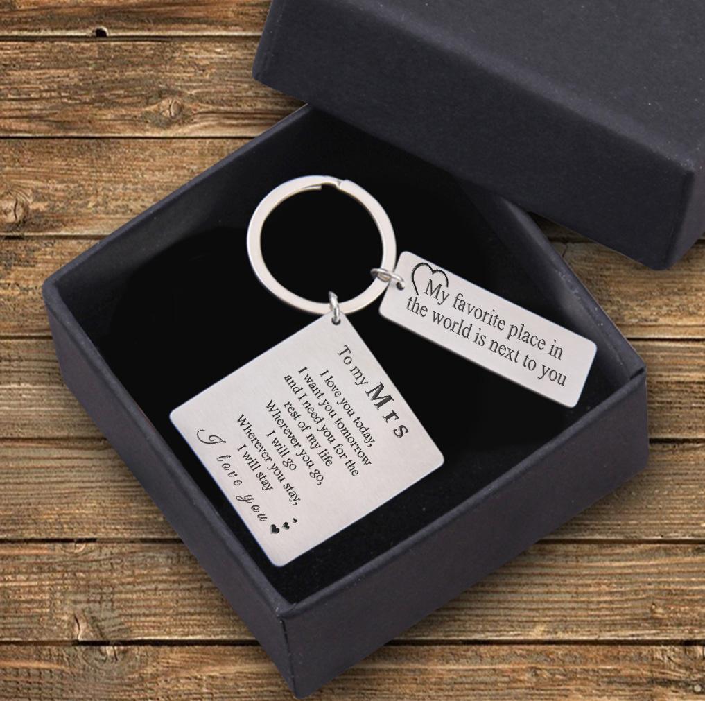 Calendar Keychain - To My Mrs - My Favorite Place In The World Is Next To You - Gkr13006