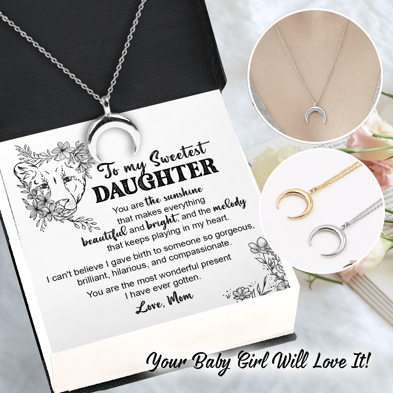 Charmy Moon Necklace - Family - To My Daughter - You Are The Most Wonderful Present I Have Ever Gotten - Gnns17003
