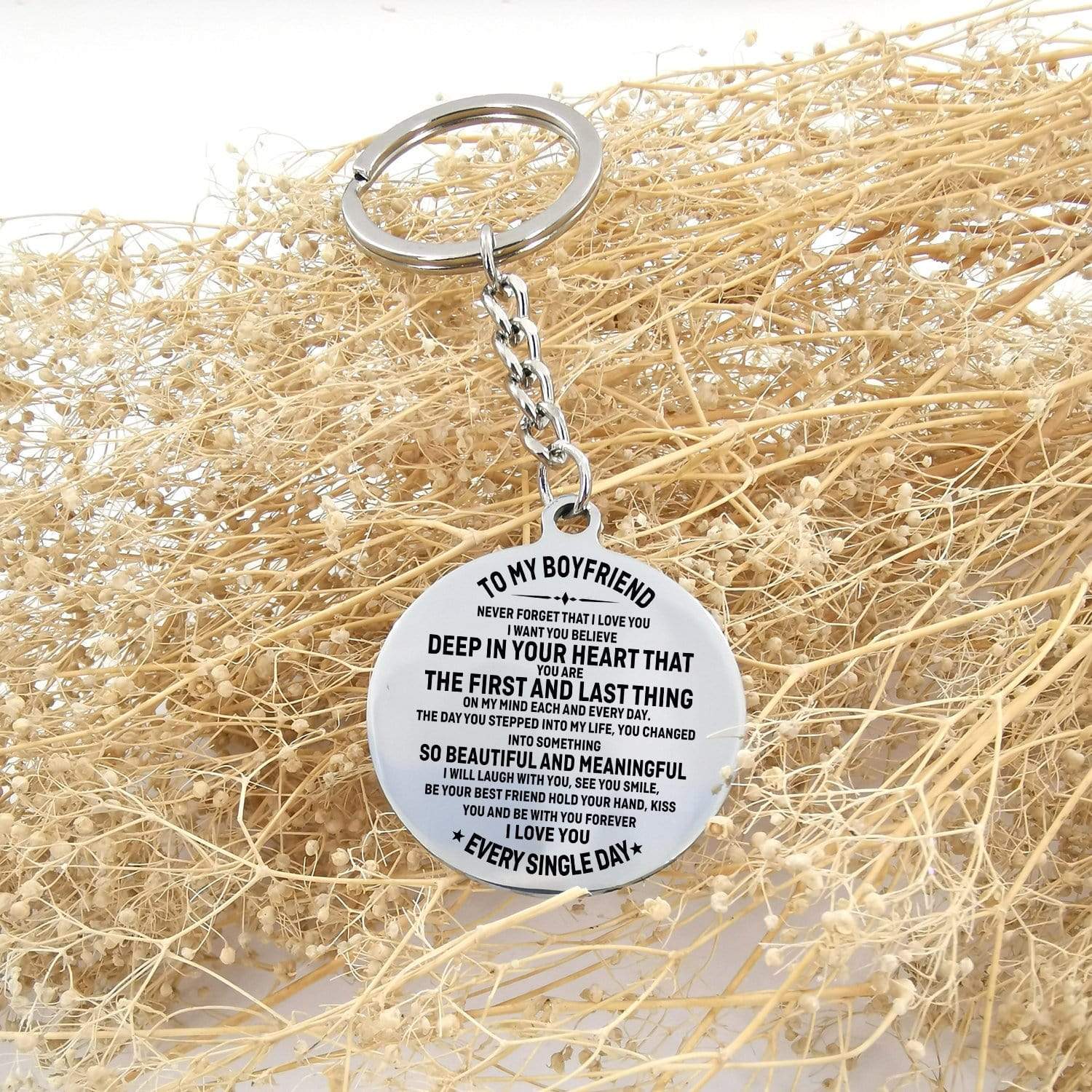 Wrapsify Circle Keychain - to My Boyfriend, I Will Laugh with You - Gkm12006 Buy Keychain Only