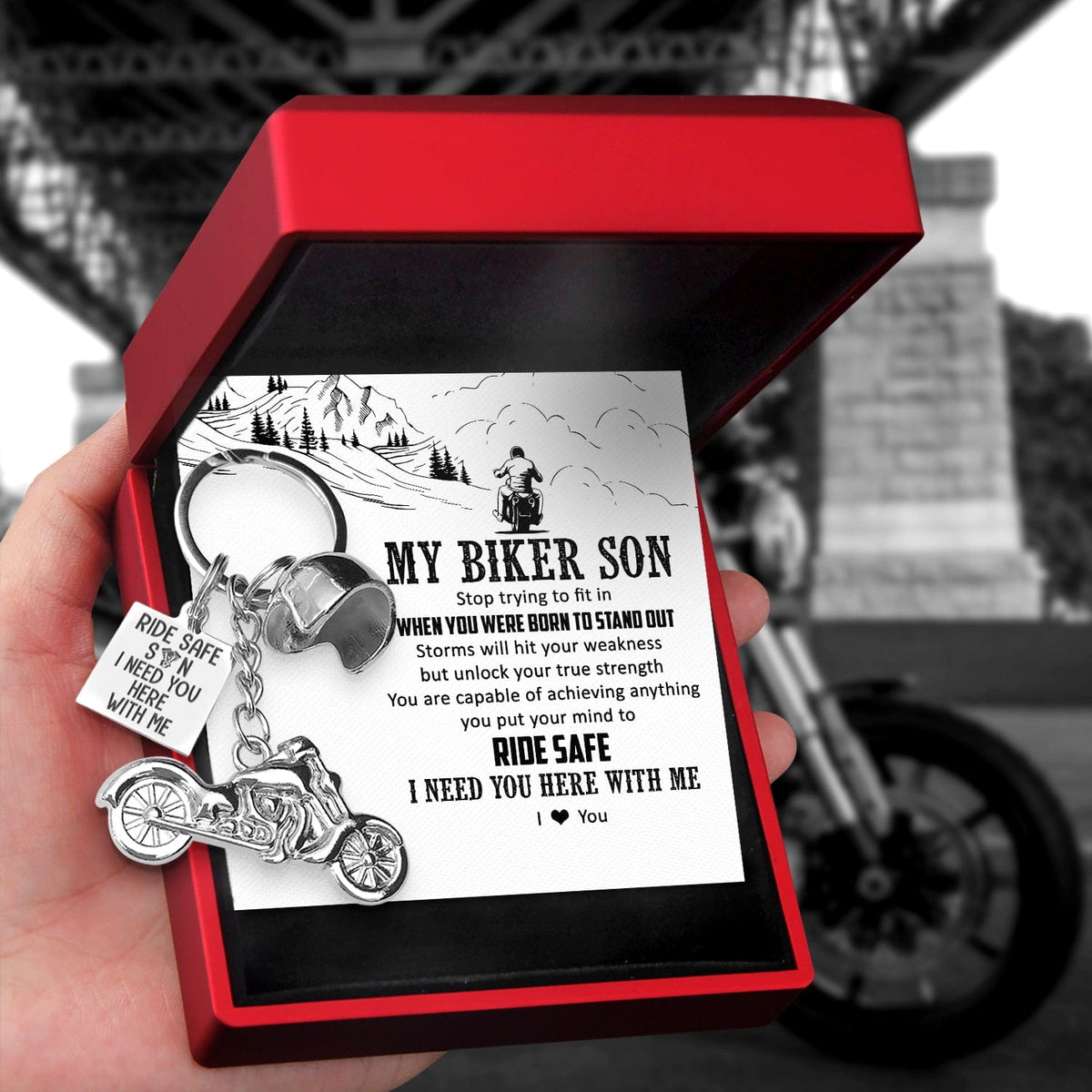 Classic Bike Keychain - Biker - To My Biker Son - I Love You - Gkt16029