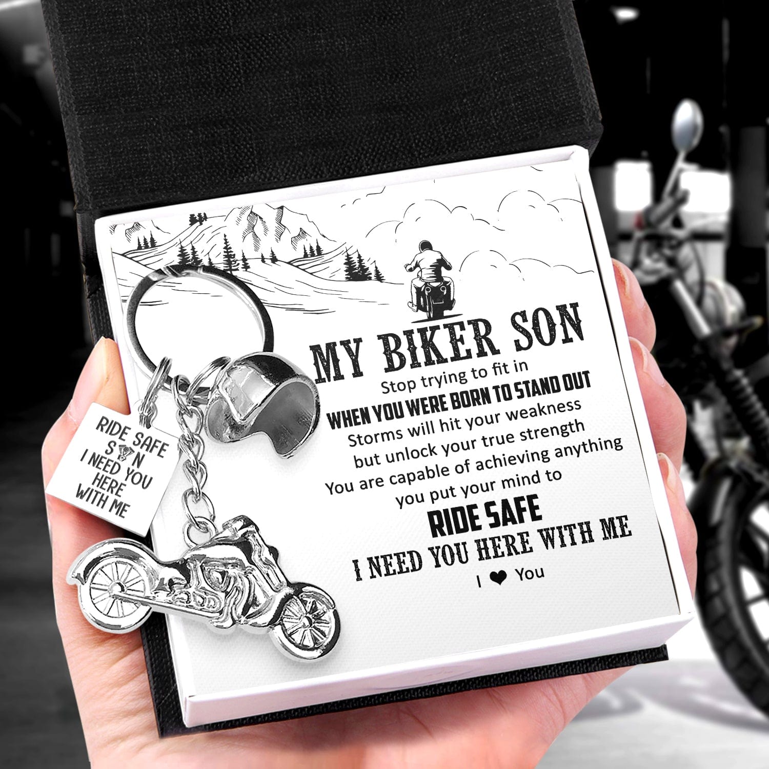 Classic Bike Keychain - Biker - To My Biker Son - I Love You - Gkt16029