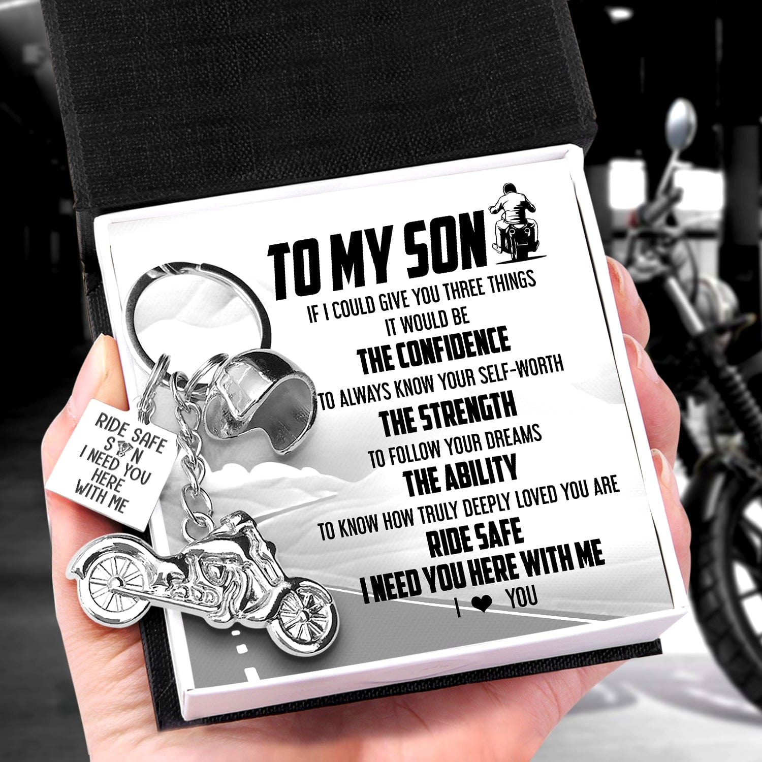Classic Bike Keychain - Biker - To My Biker Son - I Love You - Gkt16031