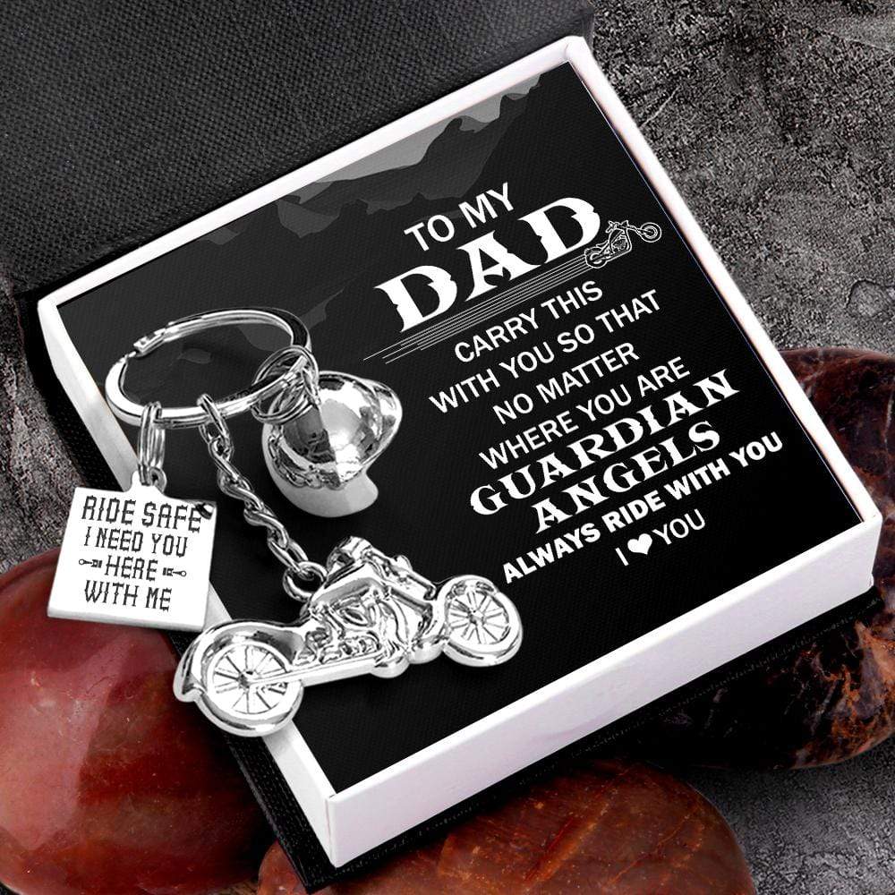 Classic Bike Keychain - Biker - To My Dad - Ride Safe I Need You Here With Me - Gkt18018