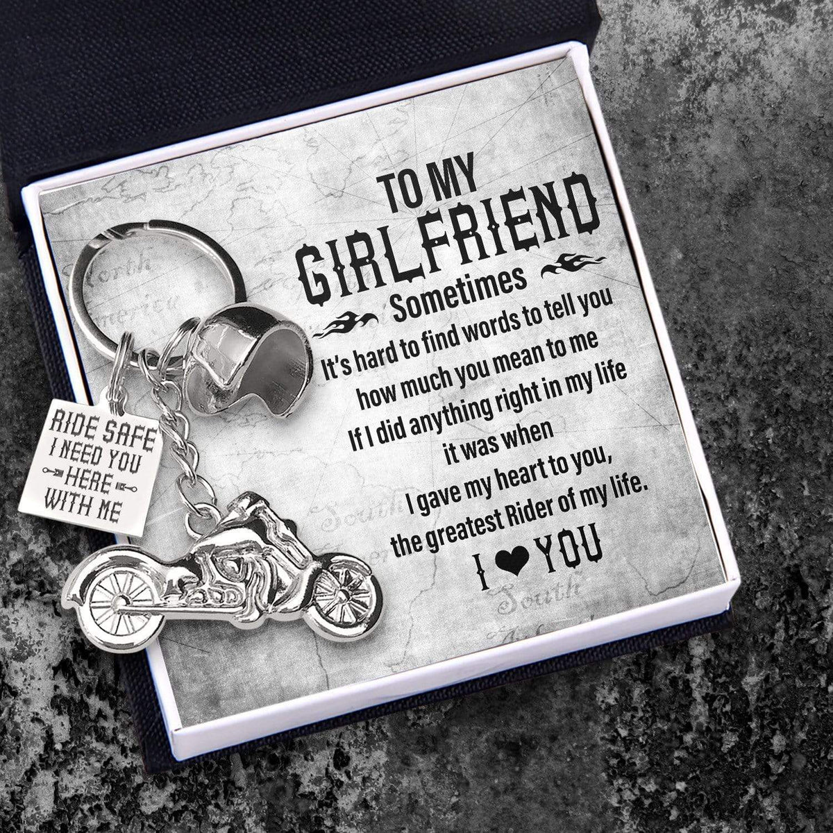 Classic Bike Keychain - Biker - To My Girlfriend - I Love You - Gkt13004