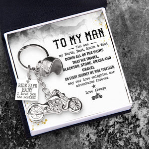Classic Bike Keychain - Biker - To My Man - You Are My North, East, South & West - Gkt26017