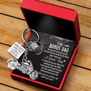 Classic Bike Keychain - To My Bonus Dad - Thanks For Putting Up With My Mom - Gkt18014