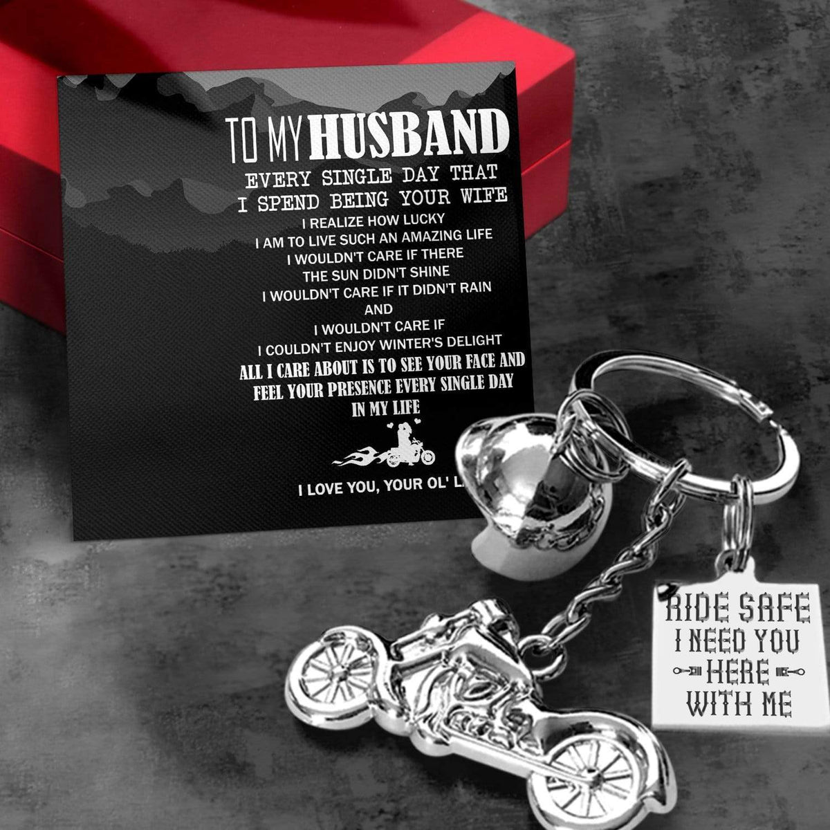 Classic Bike Keychain - To My Husband - I Need You Here With Me - Gkt14012