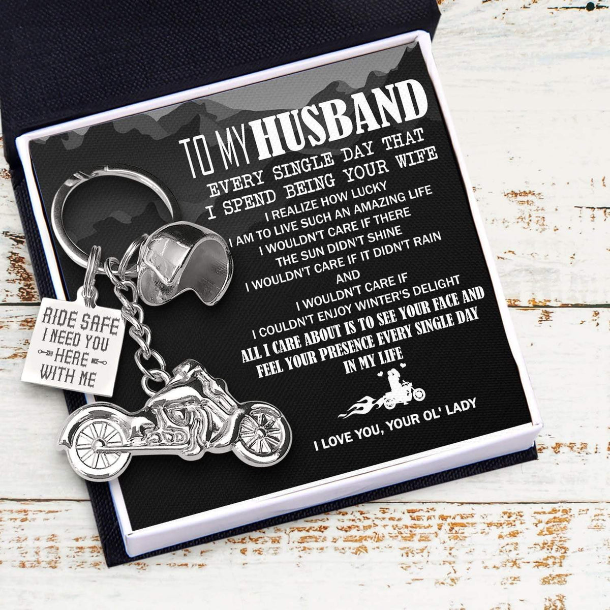 Classic Bike Keychain - To My Husband - I Need You Here With Me - Gkt14012