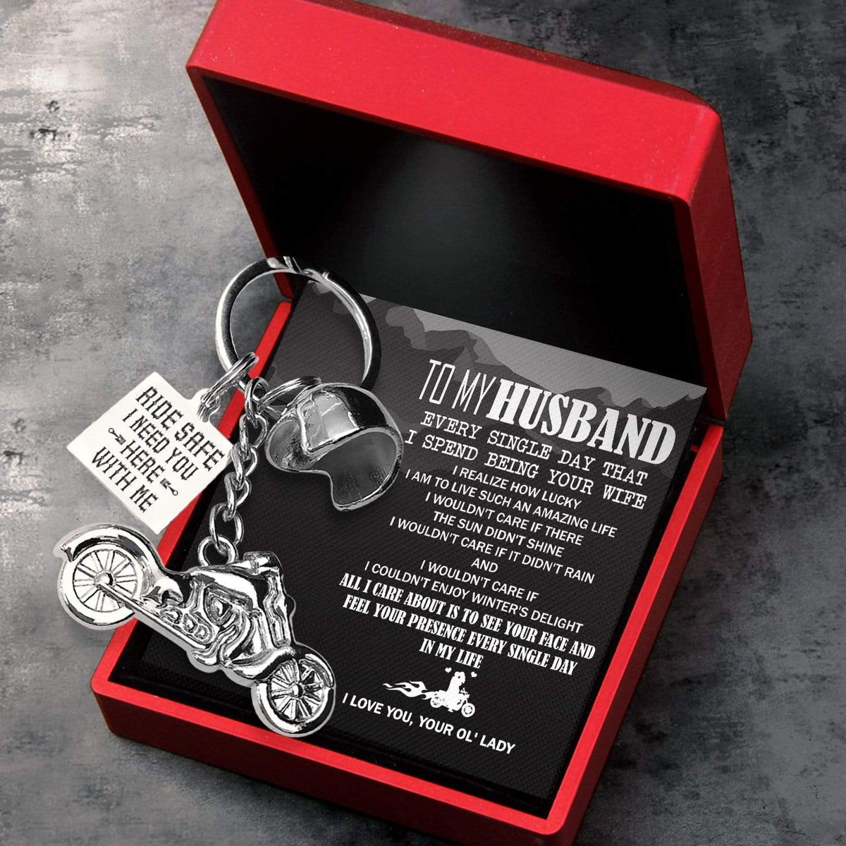 Classic Bike Keychain - To My Husband - I Need You Here With Me - Gkt14012