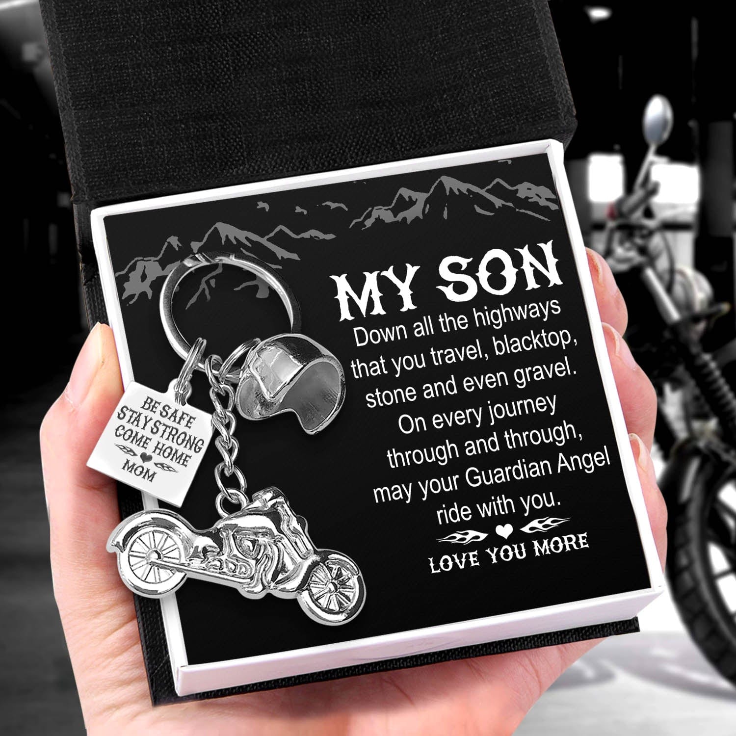 Classic Bike Keychain - To My Son - Be Safe, Stay Strong, Come Home - Gkt16001