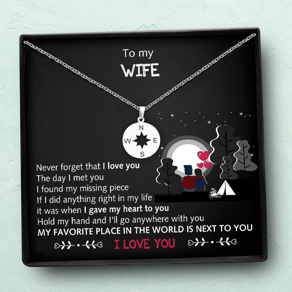 Compass Charm Necklace - To My Wife - Never Forget That I Love You - Glv15002