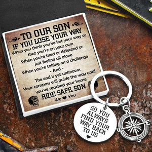 Compass Keychain - Biker - To Our Son - If You Lose Your Way - Gkw16006
