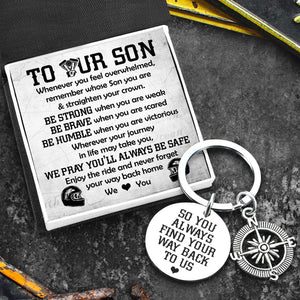 Compass Keychain - Biker - To Our Son - We Love You - Gkw16008