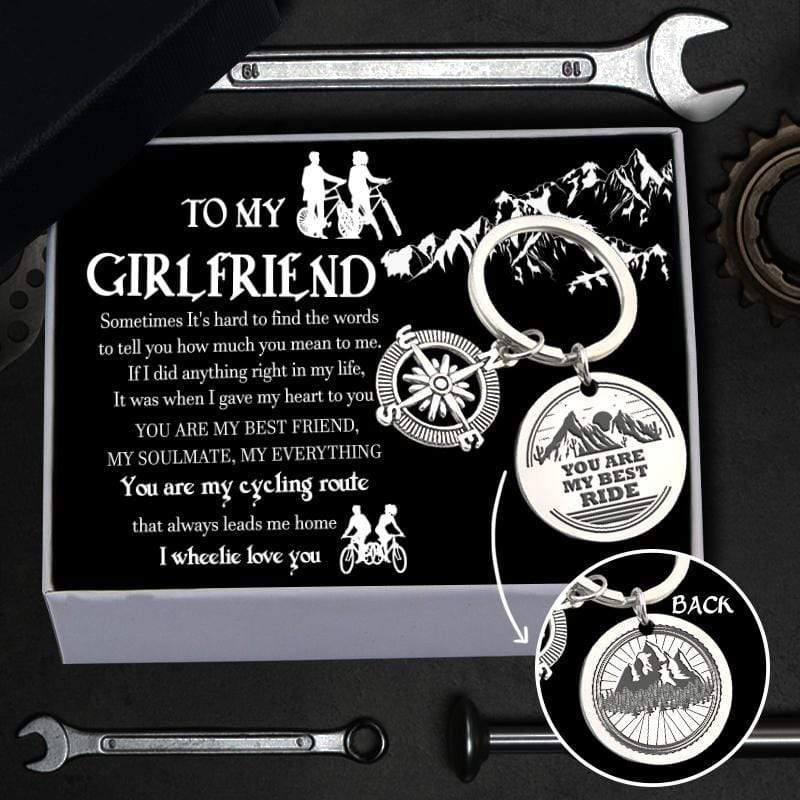Compass Keychain - Cycling - To My Girlfriend - You Are My Best Ride - Gkw13007