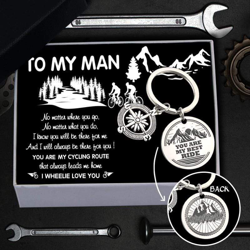 Compass Keychain - Cycling - To My Man - I Will Always Be There For You - Gkw26010