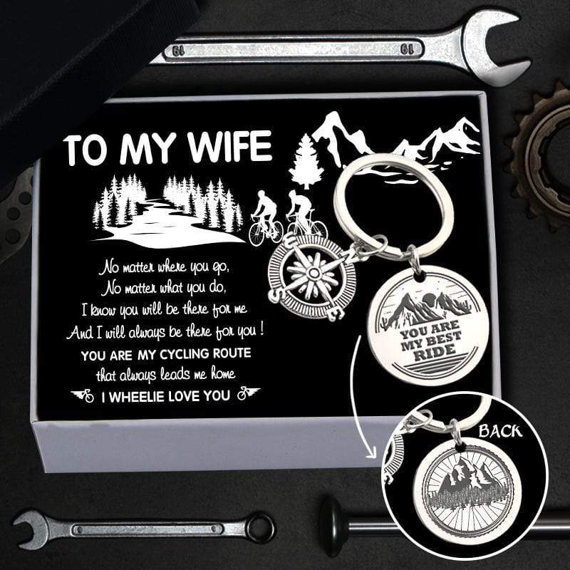 Compass Keychain - Cycling - To My Wife - I Will Always Be There For You - Gkw15008