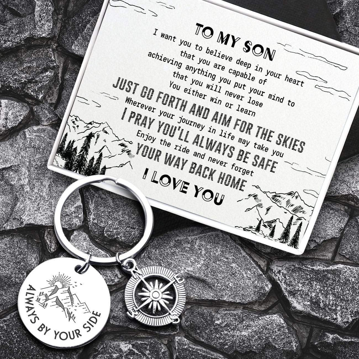 Compass Keychain - Family - To My Son - Always By Your Side - Gkw16002