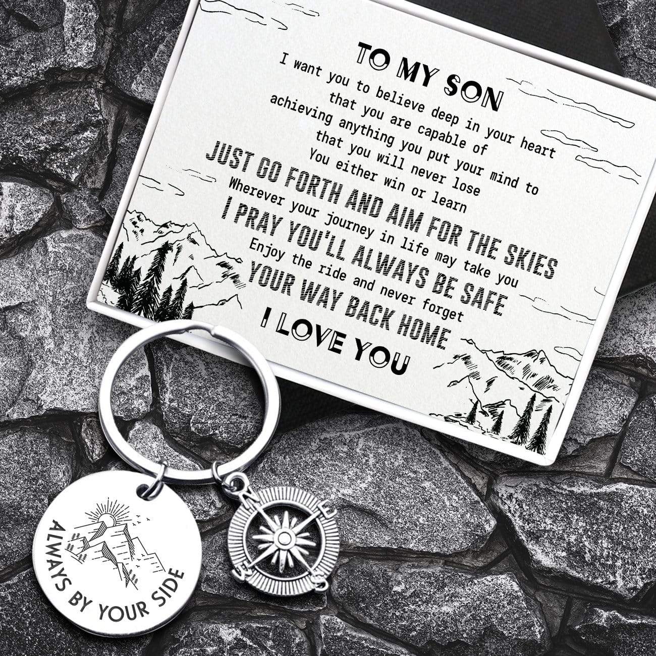 Compass Keychain - Family - To My Son - Always By Your Side - Gkw16002