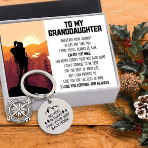 Compass Keychain - Hiking - To My Granddaughter - I Love You Forever And Always - Gkw23002