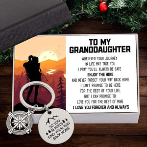 Compass Keychain - Hiking - To My Granddaughter - I Love You Forever And Always - Gkw23002