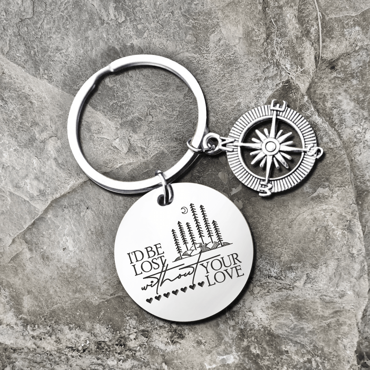 Compass Keychain - Hiking - To My Man - I'd Be Lost Without Your Love - Gkw26027